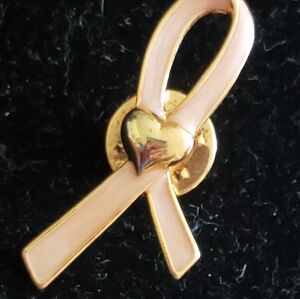 Avon SP goldtone and pink breast cancer awareness stick pin